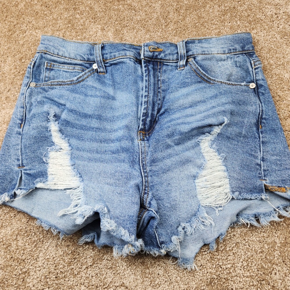 KENDALL + KYLIE The Icon Short Medium Wash Distressed Denim Cut Offs Size 9/29